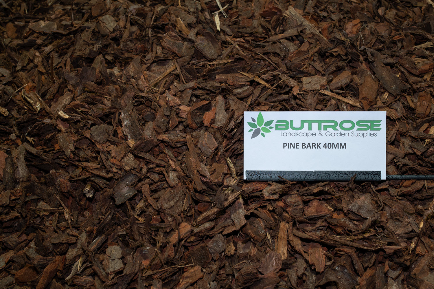 Pine bark ground cover 40mm with label