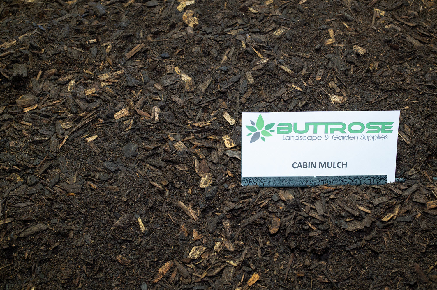 Watersaving Cabin Mulch with label